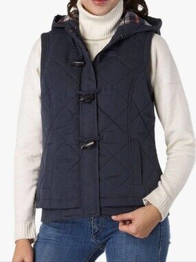 NWT BGSD Women's Quilted Hooded Vest Navy Size M